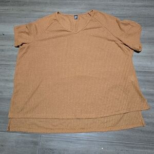 Casual Tan V-Neck Top